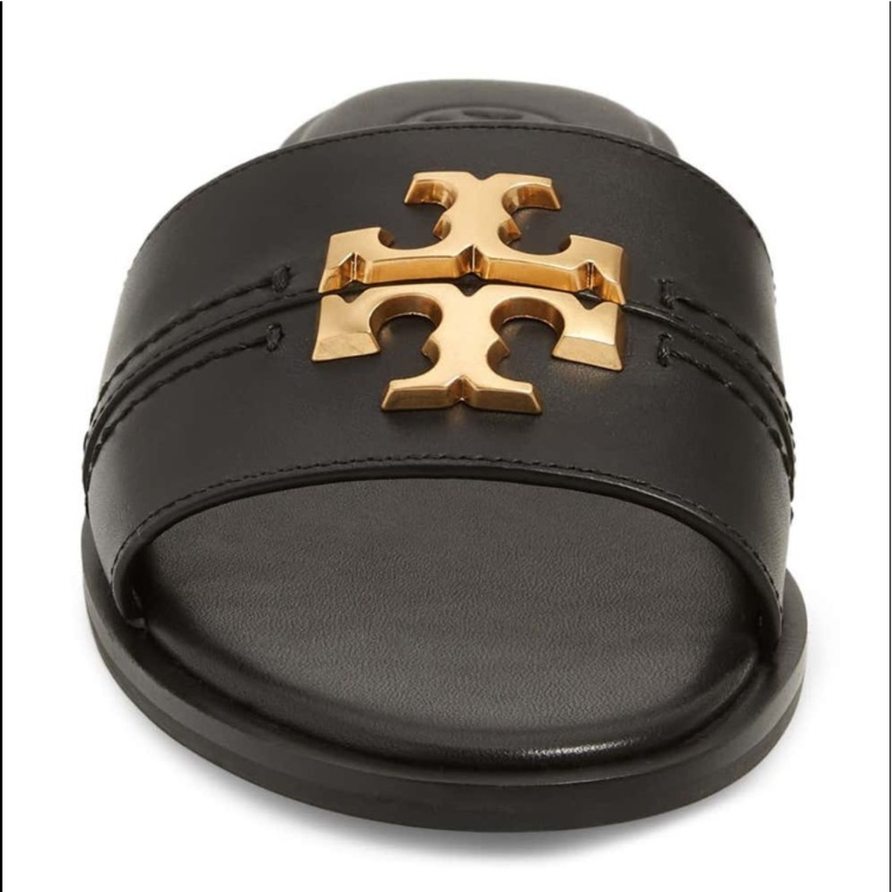 NIB Tory Burch Everly Slide Flat Sandals Black - Picture 3 of 11